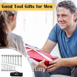 18Pc Metric Ratcheting Wrench Set, 6 Mm 24 Mm with a Roll up Storage Bag