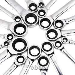 18Pc Metric Ratcheting Wrench Set, 6 Mm 24 Mm with a Roll up Storage Bag
