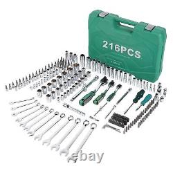 1/2 1/4 3/8 Socket Drive Tool Set 216pcs Mechanics Tools Kit Ratchet Sockets