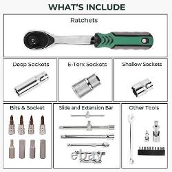 1/2 1/4 3/8 Socket Drive Tool Set 216pcs Mechanics Tools Kit Ratchet Sockets