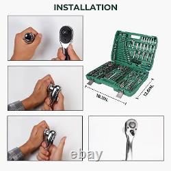 1/2 1/4 3/8 Socket Drive Tool Set 216pcs Mechanics Tools Kit Ratchet Sockets