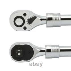 1/4 3/8 & 1/2 drive Long Handle Ratchet Socket Wrench 3pc Tool Set Extendable