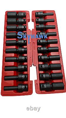 20 Pc 1/2 Drive Universal Swivel Deep Impact Socket Set PRO Radius SAE/Metric