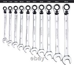 20 Pc. Reversible Ratcheting Combination Wrench Set Non-Slip Long Pattern, SAE