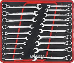 20 Pc. Reversible Ratcheting Combination Wrench Set Non-Slip Long Pattern, SAE