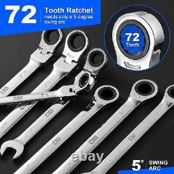 20-Piece SAE & Metric Combination Wrench Set, 72-Tooth Ratcheting Wrench Kit