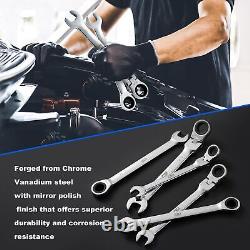 20-Piece SAE & Metric Combination Wrench Set, 72-Tooth Ratcheting Wrench Kit
