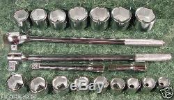 21pc 3/4 Drive RATCHET SOCKET SET TOOL SAE with CASE new wrench big Jumbo