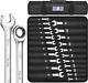 22pcs Ratcheting Combination Wrench Set 72 Teeth Sae 1/4to 3/4 And Metric