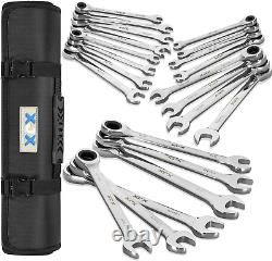 22PCS Ratcheting Combination Wrench Set 72 Teeth SAE 1/4To 3/4 and Metric