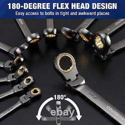 22Piece Flex-Head Ratcheting Wrench Set, Combination Wrench Sets withOrganizer Box