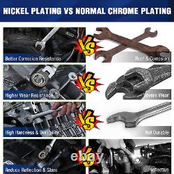 22Piece Flex-Head Ratcheting Wrench Set, Combination Wrench Sets withOrganizer Box