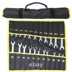 22 PC Metric and SAE Ratcheting Wrench Tool Set Ratchet Fine Tooth