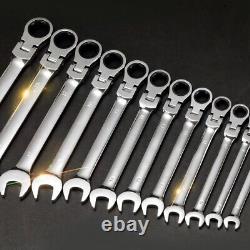 22-Piece Flex-Head Ratcheting Wrench Set Metric & SAE Chrome Vanadium Steel