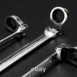 22-Piece Flex-Head Ratcheting Wrench Set Metric & SAE Chrome Vanadium Steel