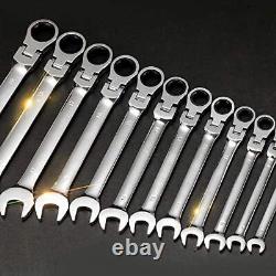 22-Piece Flex-Head Ratcheting Wrench Set, Metric & SAE Chrome Vanadium Steel H