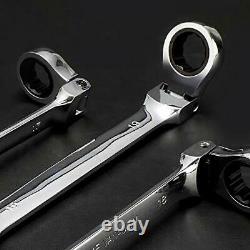22-Piece Flex-Head Ratcheting Wrench Set, Metric & SAE Chrome Vanadium Steel H