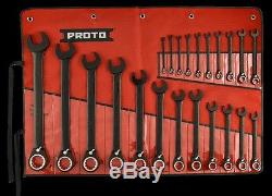 22 Piece Metric Combination Ratcheting Wrench Set Proto Tool JSCVM-22S New