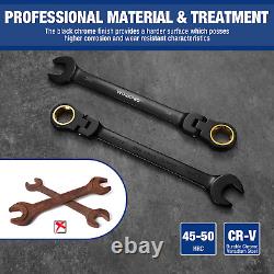 22-piece Ratcheting Wrench Set with180° Flex Head, Anti-Slip Tooth withOrganizer Box