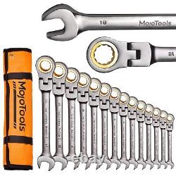 23-Piece Flex-Head Ratcheting Combination Wrench Set-Includes 14PCS Metric 8
