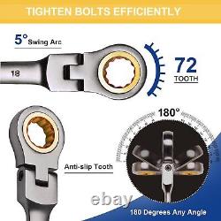 23-Piece Flex-Head Ratcheting Combination Wrench Set-Includes 14PCS Metric 8