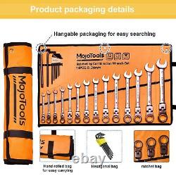 23-Piece Flex-Head Ratcheting Combination Wrench Set-Includes 14PCS Metric 8