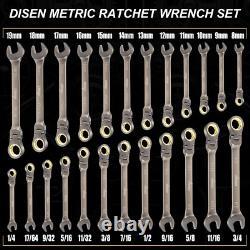 24Pcs 90-Teeth Ratchet Wrenches Set, Flex-Head Ratcheting Wrench Set Metric 8MM
