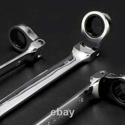 24-Piece Flex-Head Ratcheting Wrench Set, Metric & SAE Chrome Vanadium Steel H