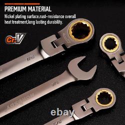 24-Piece Flex-Head Ratcheting Wrench Set Metric and SAE Chrome Vanadium Stee