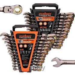 24-Piece Flex-Head Ratcheting Wrench Set Set Metric and SAE Ratchet Combi