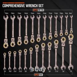 24-Piece Flex-Head Ratcheting Wrench Set Set Metric and SAE Ratchet Combi