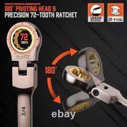 24-Piece Flex-Head Ratcheting Wrench Set Set Metric and SAE Ratchet Combi