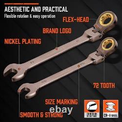 24-Piece Flex-Head Ratcheting Wrench Set Set Metric and SAE Ratchet Combi