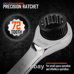 24-Piece Ratcheting Wrench Set Metric and SAE 72-Teeth Chrome Vanadium Steel