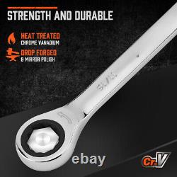 24-Piece Ratcheting Wrench Set Metric and SAE 72-Teeth Chrome Vanadium Steel