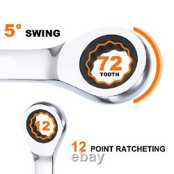 24pcs Ratcheting Combination Wrench Set Inch and Metric 12PT Ratchet Wrench