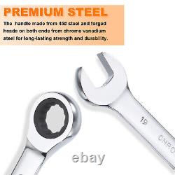 24pcs Ratcheting Combination Wrench Set Inch and Metric 12PT Ratchet Wrench