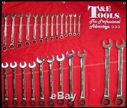 25 Pc T&E Heavy Duty Metric Ratcheting Combination Wrench Set 13025A