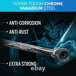 26-Piece Ratcheting Wrench Set, Slim Profile, Inch/Metric Sizes Included