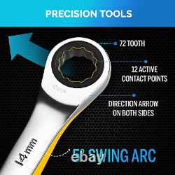 26-Piece Ratcheting Wrench Set, Slim Profile, Inch/Metric Sizes Included