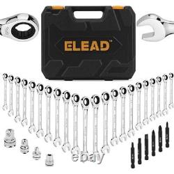 33-Piece Combination Ratchet Wrench Set CR-V Steel SAE & Metric Sizes 7