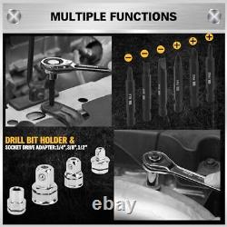 33-Piece Combination Ratchet Wrench Set CR-V Steel SAE & Metric Sizes 7
