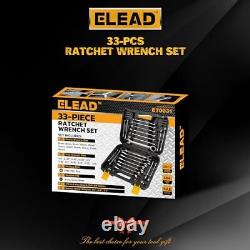 33-Piece Combination Ratchet Wrench Set CR-V Steel SAE & Metric Sizes 7