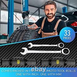 33pcs Ratcheting Wrench Set Large Wrench Set Metric And Standard Complete Wrench