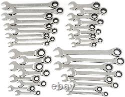 34 Pc. Standard & Stubby Ratcheting Wrench Set, SAE & Metric 85034
