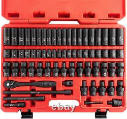 3/8 Drive Impact Socket Set 44 Piece Deep And Assorted Sizes