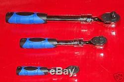 3 Pc Extendable Ratchet Wrench Set 1/4 3/8 1/2 Tool