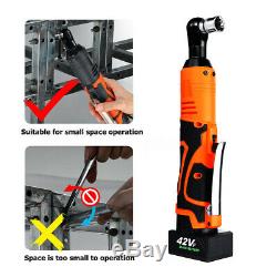 42V 3/8'' 90Nm Electric Cordless Ratchet Right Angle Wrench Tool Set & Battery
