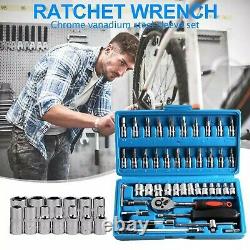 46 pcs Socket Set box Car Repair Ratchet Wrench Universal Tool Kit Hot Deals New