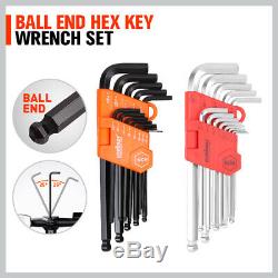 48Pcs Ratchet Spanner & Hex Wrench Set Ball End Allen Key SAE Metric Carry Pouch